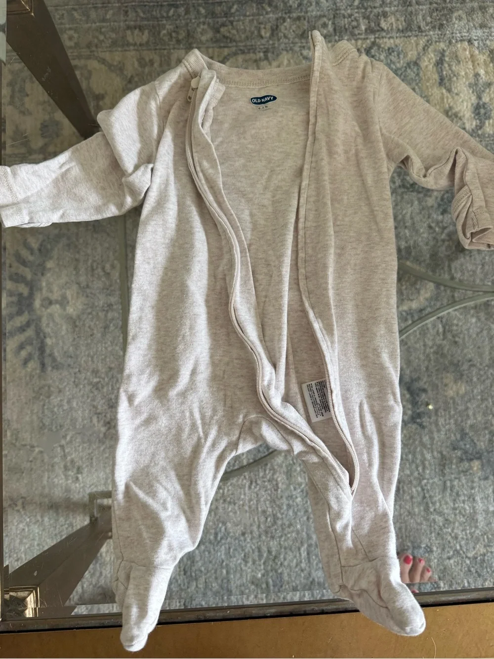 Old Navy Pink & Heather Oat One-Piece Footies - 3 Pack